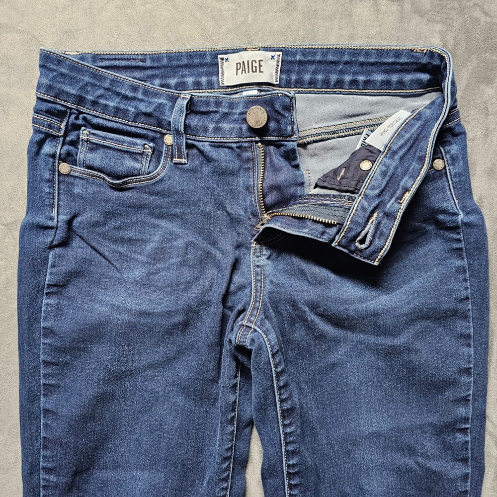 Paige Verdugo Crop Skinny Jeans Nicole Dark Indigo Blue Denim 26 Made in USA